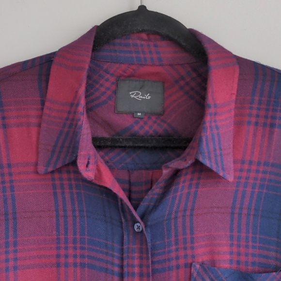 RAILS | Bianca Shirt Dress Plaid Long Sleeves Button Up, Currant Navy, Womens M - Picture 4 of 15